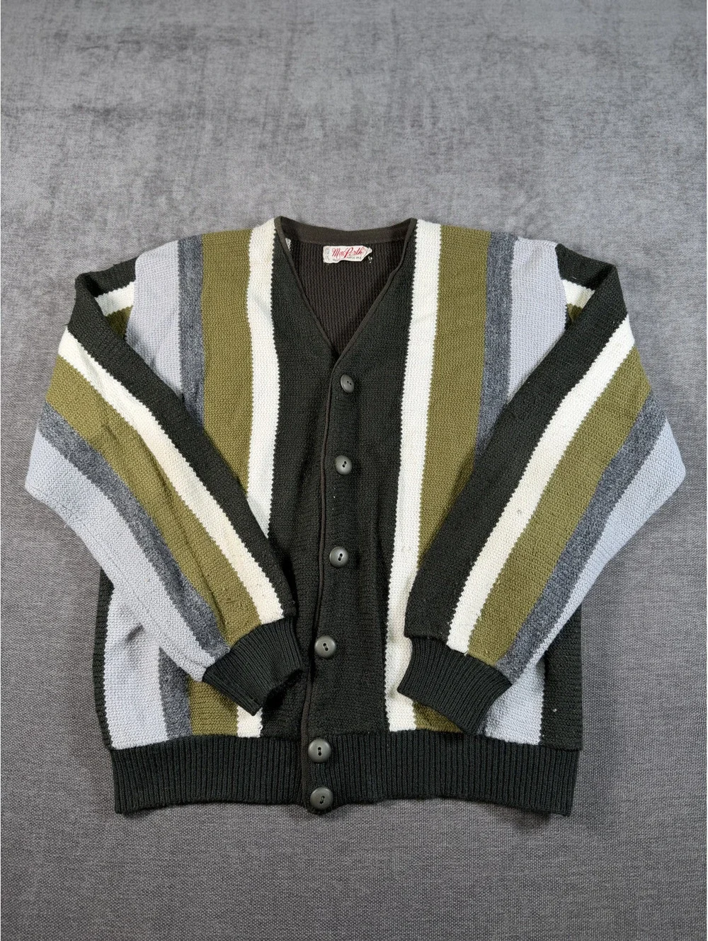 MacPerth Vintage Striped Acrylic Cardigan Sweater